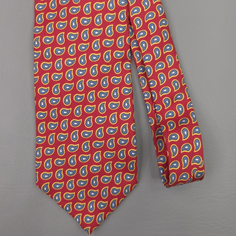 Brooks Brothers Tie Mens One Size Red Silk Paisley‎ Woven Makers USA Necktie